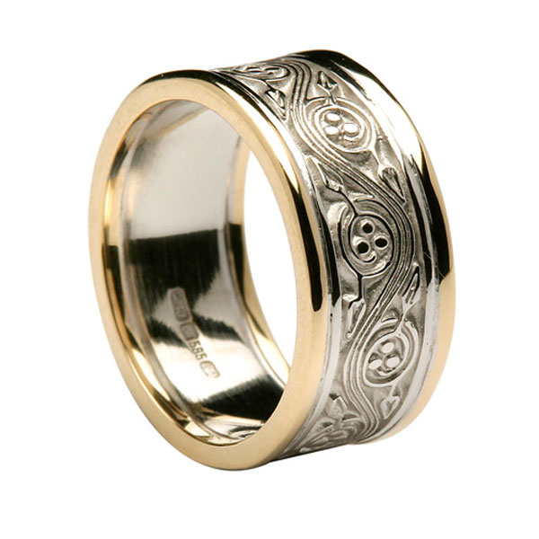 Gold Celtic Spiral Ring with Yellow Gold Trim